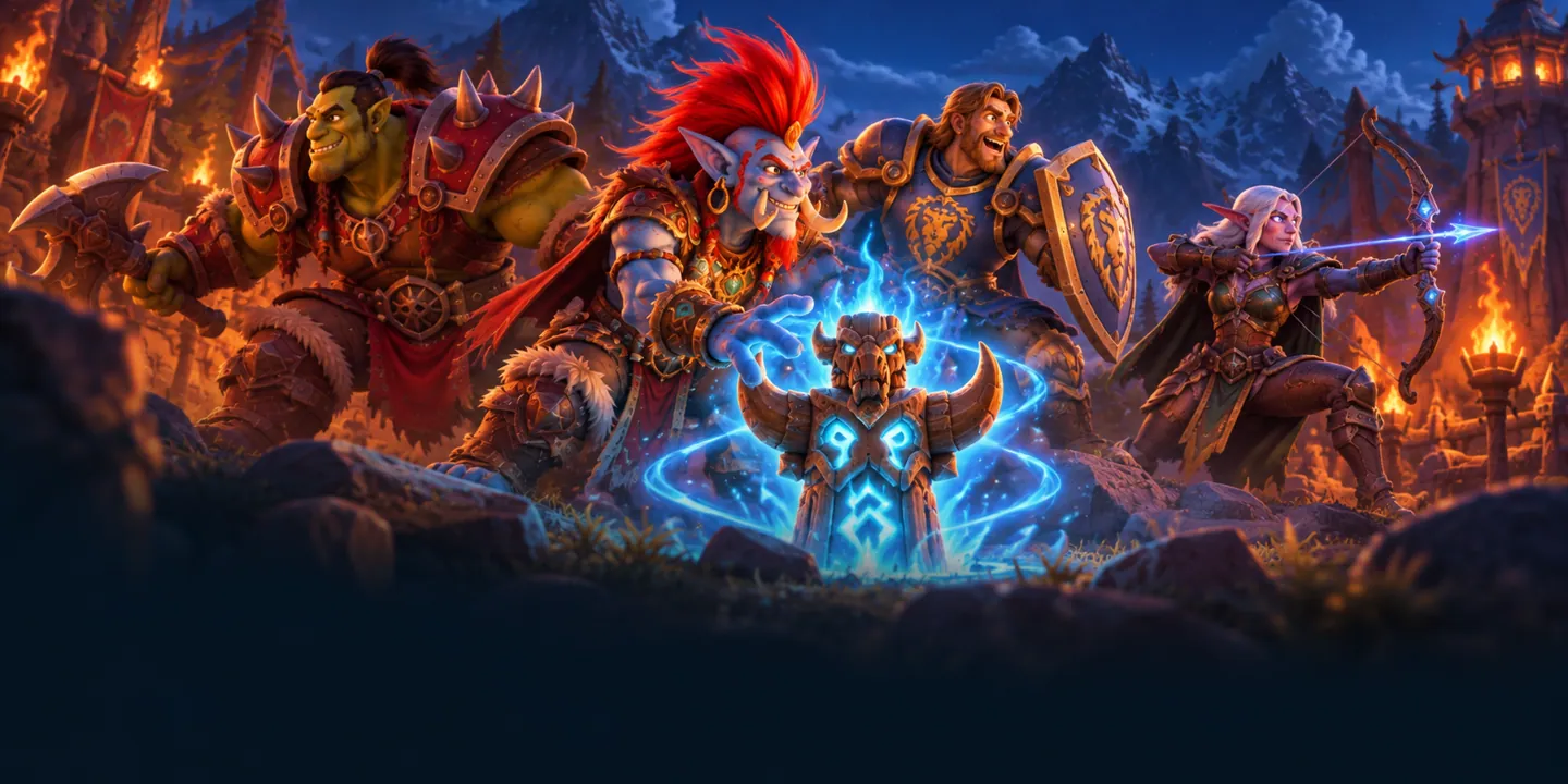A raid group of many heroes confronts a glowing boss together